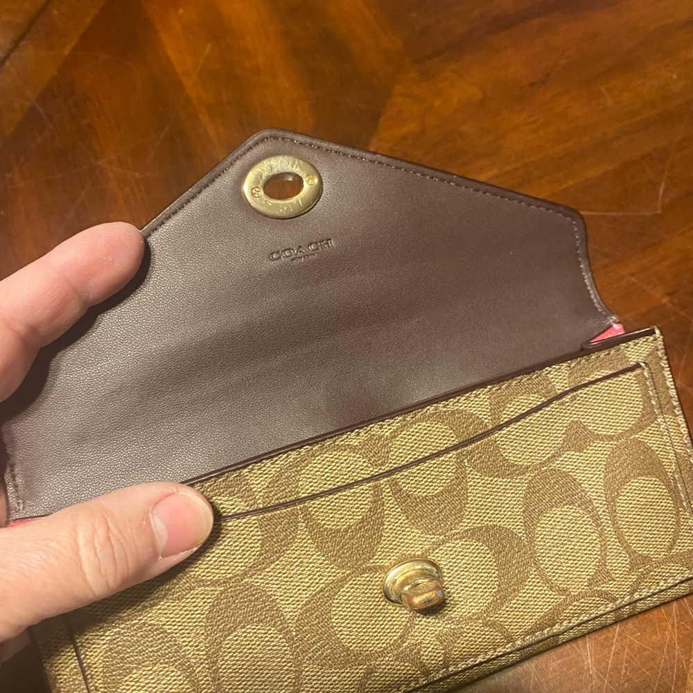 Coach Pink and Tan Signature Wallet - Picture 3 of 8